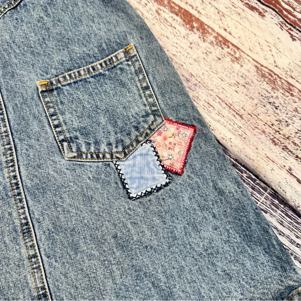 Vintage OshKosh B'gosh Patchwork Light Blue Denim Overalls